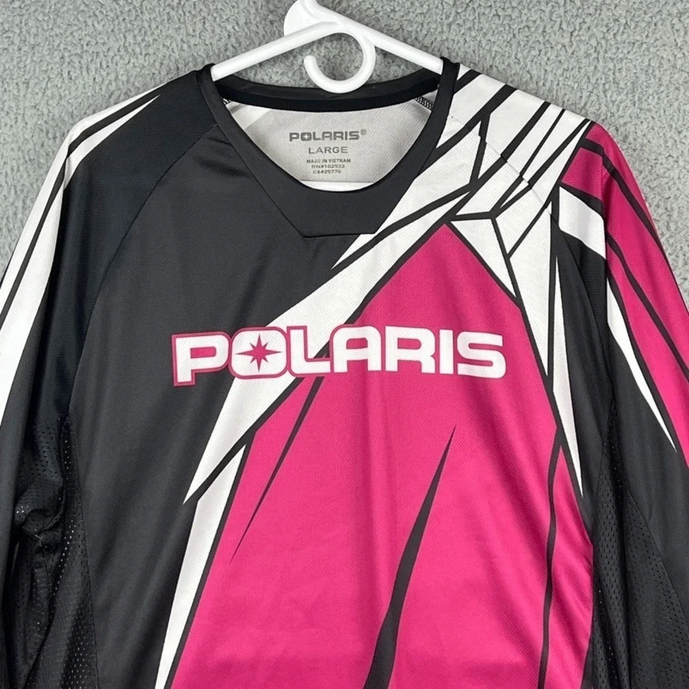 Polaris ORV Jersey Mens Large Pink Black Long Sleeve Mesh Sides Breathable - Picture 2 of 15